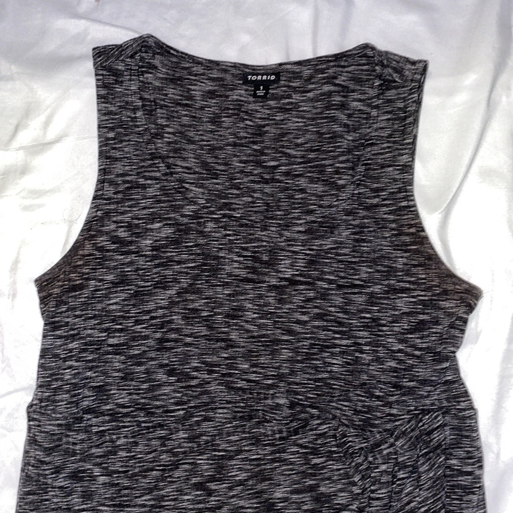 Tank top maxi dress with tulip skirt gray / black / white pattern Torrid size 1X